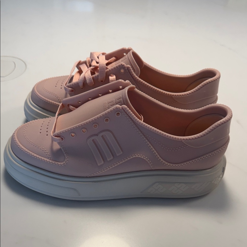 Women's Blush Pink Platform Sneakers - Casual Lace-Up Melissa Brand New